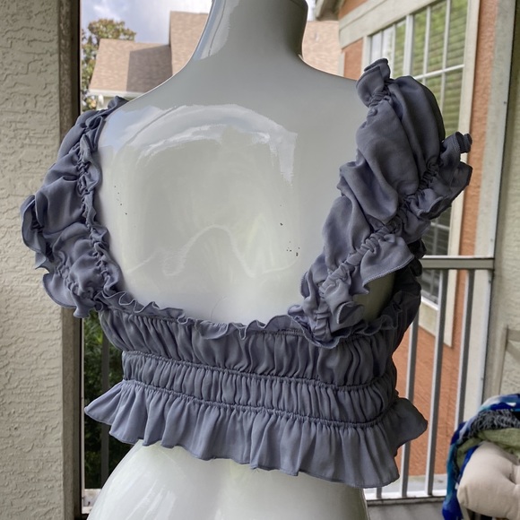 SOLD ✨Free People Intimately Silver Grey Smocked Ruffled Bralette Top NWOT M - Picture 4 of 4
